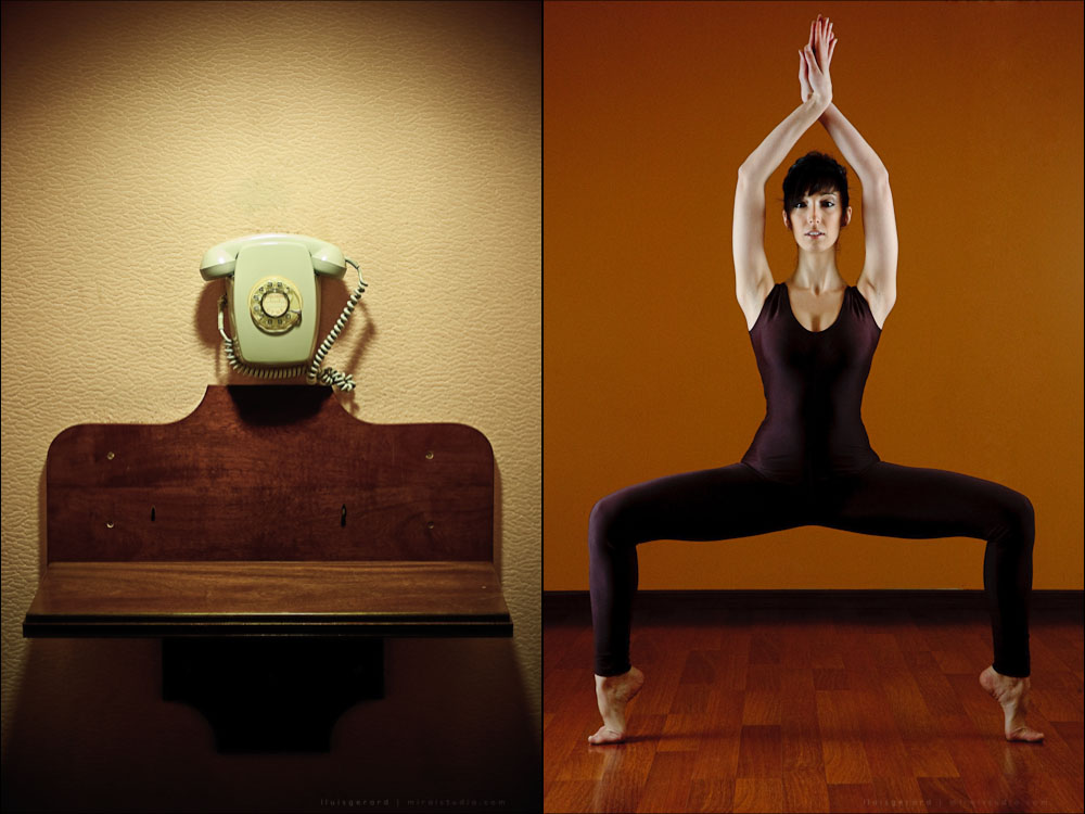 Dancer symmetric position and similar shaped telephone stand