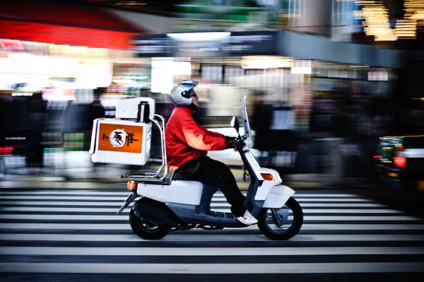 Panning shot of a motorbike in Tokyo